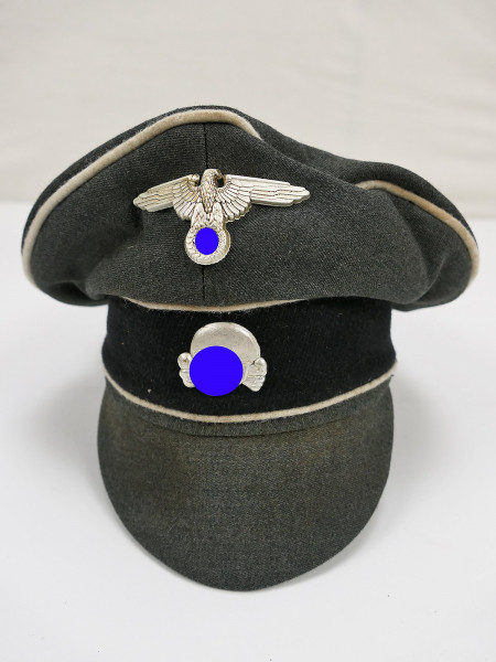 Waffen SS VT officer's peaked cap Crusher Cap Original Doppia Faccia cloth size 58 with metal effects