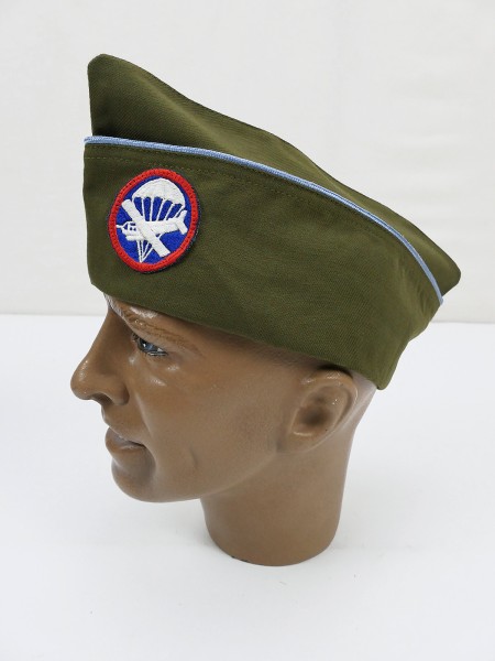 NEW: US ARMY WW2 Garrison Cap Infantry Blue Infantry with Glider Patch