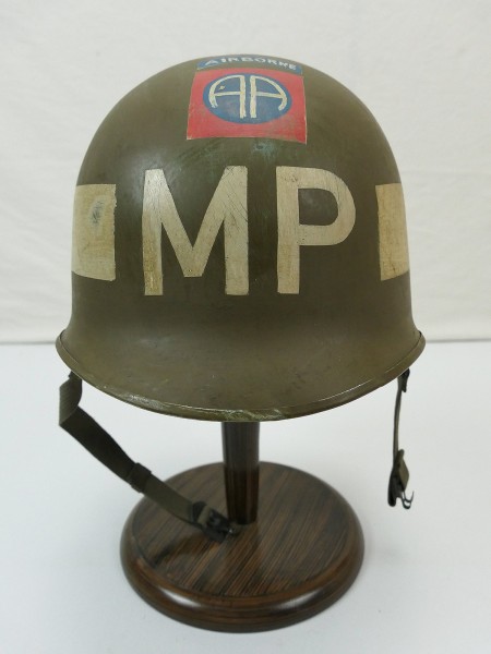 101st AIRBORNE US ARMY Type WW2 M1 Steel Helmet MP Military Police + Liner Chin Strap
