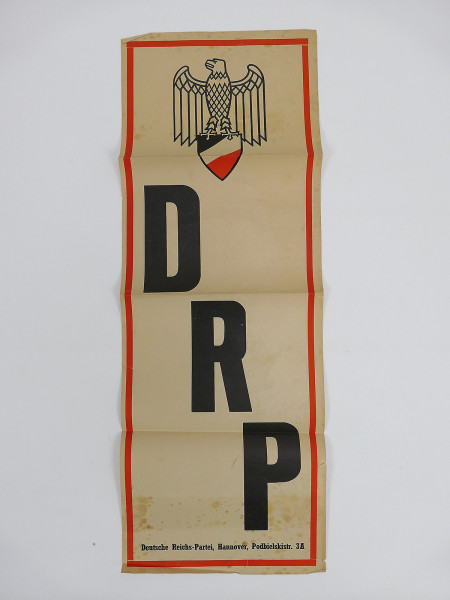 Original election poster DRP notice small poster German Reich Party 21x 60cm