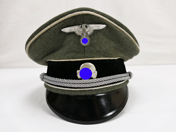 Waffen SS peaked cap officer size 59 with metal effects