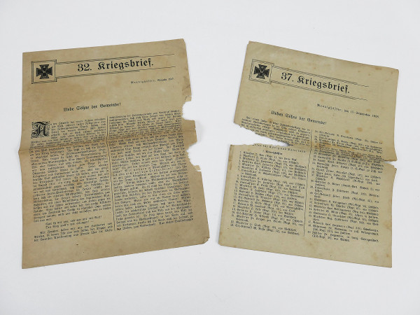 2x war letter 1st World War 1917 + 1918 Municipality of Mennighüffen