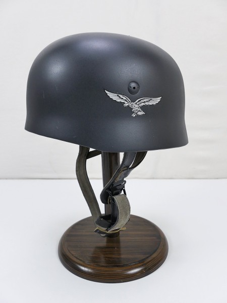 Single piece WK2 LW paratrooper helmet steel helmet M38 Luftwaffe bell blue-grey 59/60 1 badge