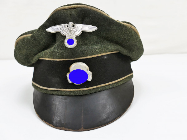 Waffen SS VT peaked cap infantry crusher cap size 59 with metal effects from collection