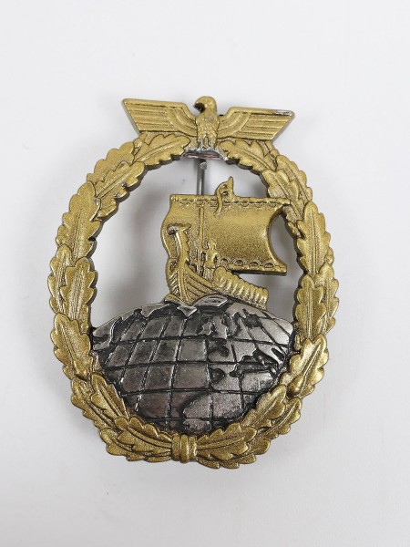 Wehrmacht Kriegsmarine auxiliary cruiser war badge navy denazified