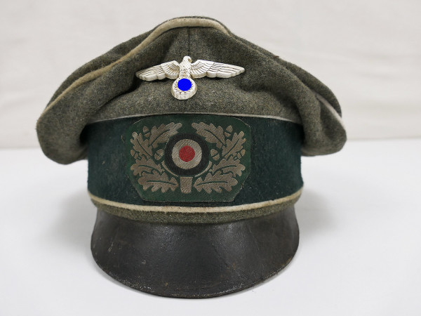 Wehrmacht officer's peaked cap infantry crusher cap size 58 knapsack crumpled cap