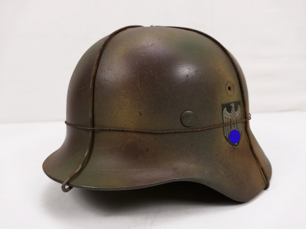 Wehrmacht camouflage DD steel helmet M40 with helmet lining Gr.59 Normandy camouflage helmet wire from museum