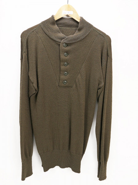 US Army Sweater High Neck Shirt Brown Pullover Knitted Sweater M-L 1980s