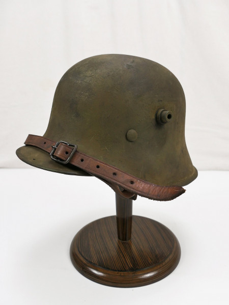 M18 steel helmet horn helmet with inner lining and chinstrap Battleworn