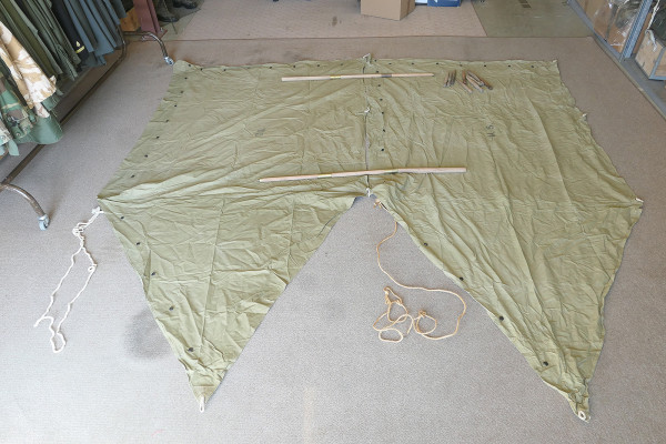 US tent 2x canvas shelter tent canvas tent half 1942 + 2x pole GI two-man tent