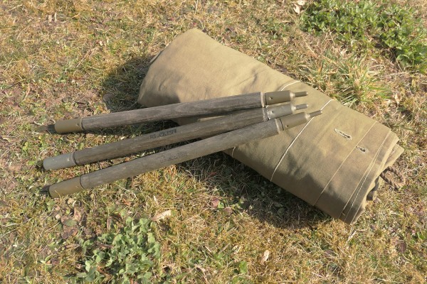 Original WW2 US Army tent canvas shelter tent canvas with 3x tent poles