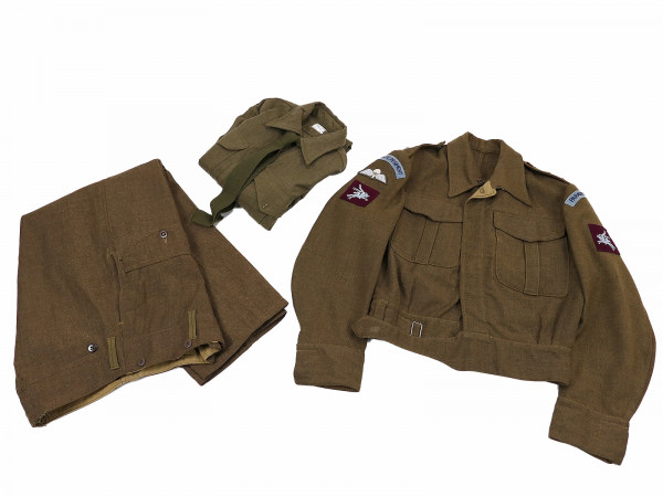 SET WW2 British Army BD Battle Dress Blouse Jacket Airborne Parachute Regiment Shirt Tie & Trousers