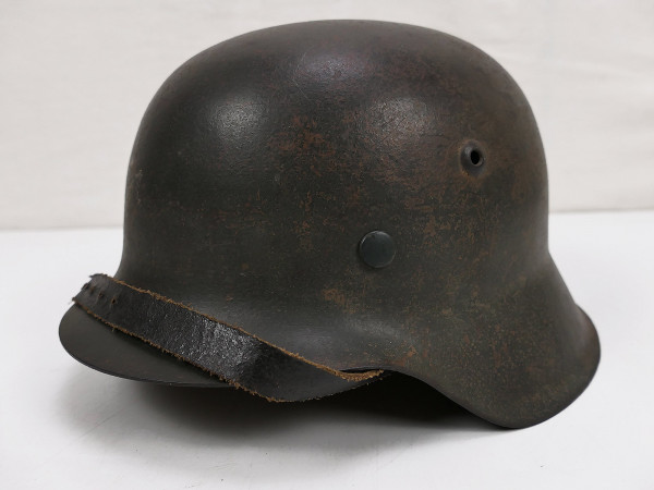 M42 steel helmet with helmet lining size 58 and chin strap from museum