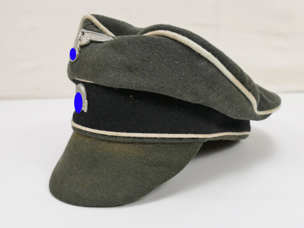 Waffen SS VT officer's peaked cap Crusher Cap Original Doppia Faccia cloth size 58 with metal effects