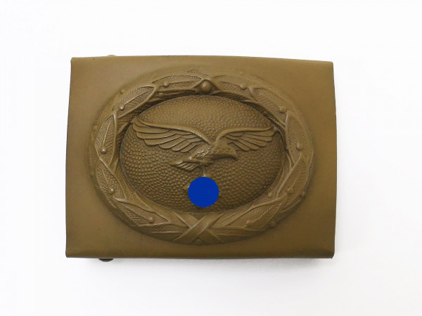 Wehrmacht Luftwaffe belt buckle steel tropical J.F.S. green-brown antique paratrooper