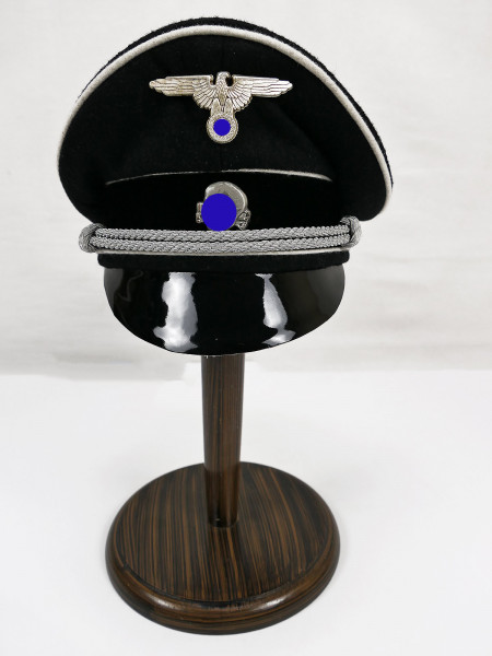 General SS peaked cap officer black size 57 with metal effects