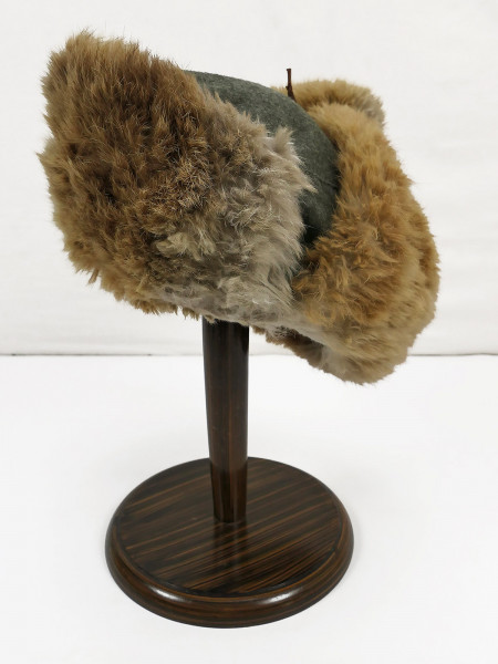 Single piece Wehrmacht winter cap fur cap rabbit fur field cap size 56