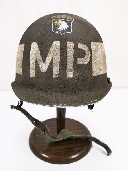 #2/ 101st Airborne VET US ARMY Type WW2 M1 Steel Helmet MP Military Police + Paratrooper Liner