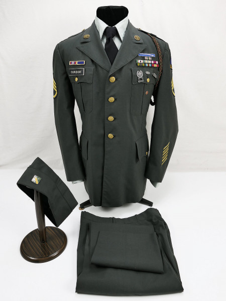 Vintage Set US Army Class A Uniform Suit Jacket + Pants + Shirt + Shuttle Staff Sergeant 1980s