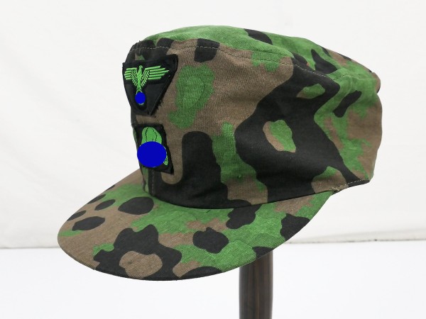 Weapons SS field cap Sycamore Gr.59 camouflage cap with green effects from museum liquidation