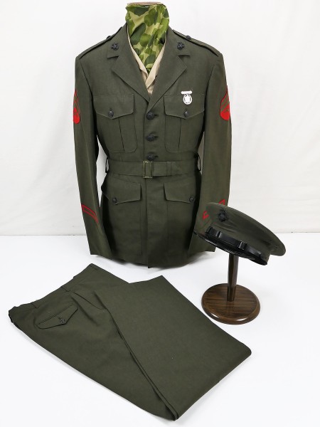 USMC Marine Corps Dress Uniform Jacket & Trousers Peaked Cap Shirt Marines 80s