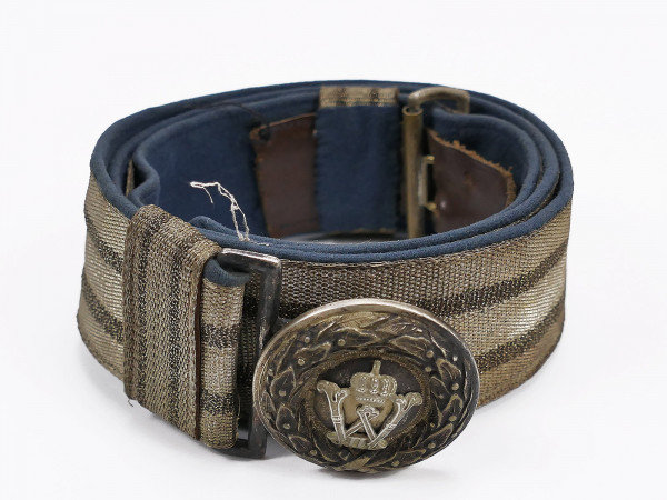 Prussian original field belt belt for officers brass belt buckle silver-plated blue lining