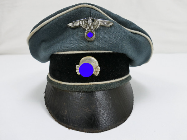 Waffen SS VT peaked cap Crusher Cap size 58 with metal effects tricot fabric unique