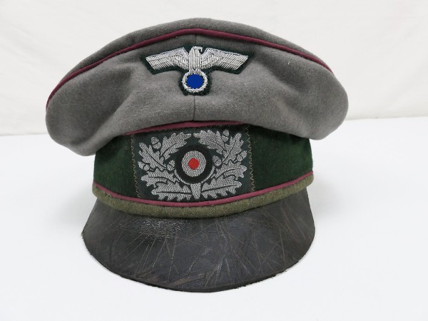 Wehrmacht Officers Visor Cap Nebelwerfer Crusher Cap Old Style Gr. 58 from museum liquidation
