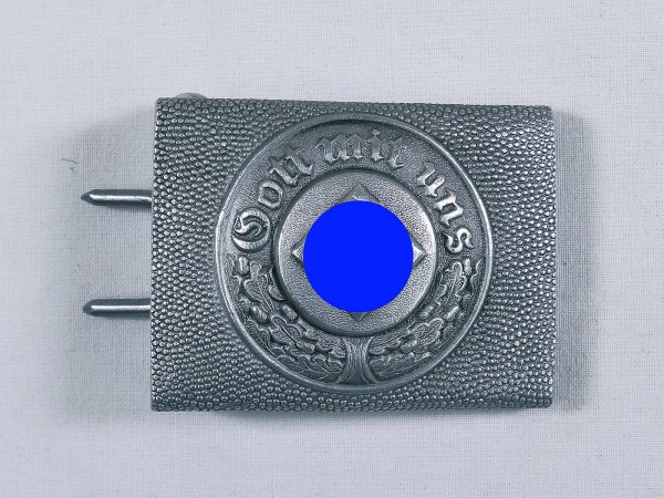 Wehrmacht police aluminum box belt buckle - God with us - manufacturer JMO Aluminium