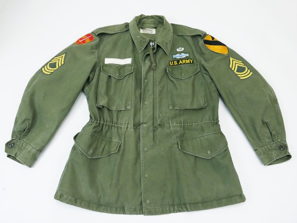 Original US M-1951 Field Jacket Coat Man's cotton sateen w/ Patches Gr. MEDIUM REG.