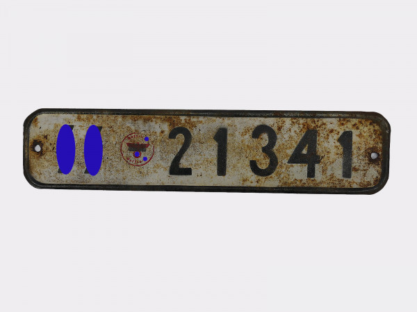 Waffen SS single license plate SS-21341 KFZ license plate Kübelwagen VW82 KDF DKW VW166