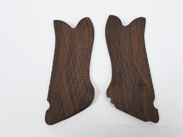 1x pair of wooden grip panels for pistol Luger P08 spare part brown
