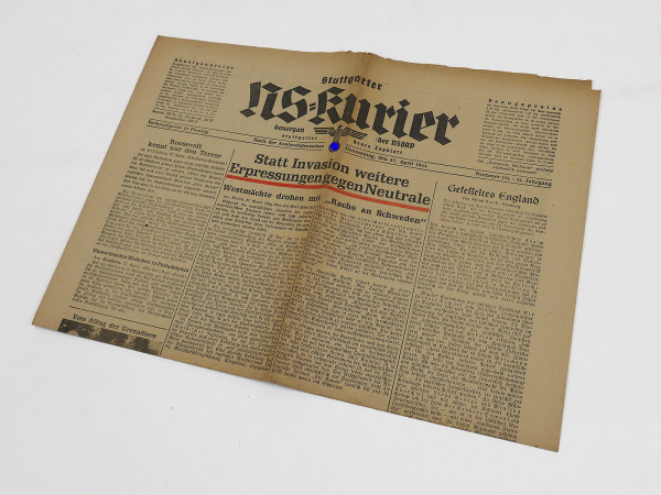 Stuttgarter NS-Kurier Zeitung No.114 - 14th issue April 27, 1944 NSDAP Gauorgan magazine