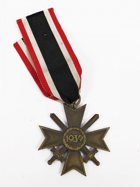 Original War Merit Cross 2nd Class with Swords KVK 1939 (with maker) on ribbon