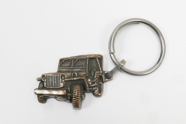 Willy's Jeep key ring metal on hand grenade ring