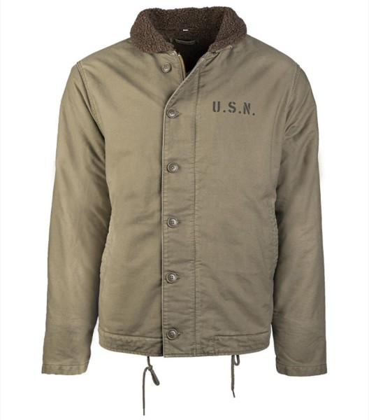 Vintage US Navy WW2 Deck Jacket N-1 olive / Lined deck jacket
