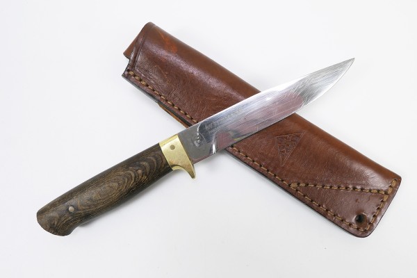 Hunting knife Wulping handmade in leather sheath with belt loop