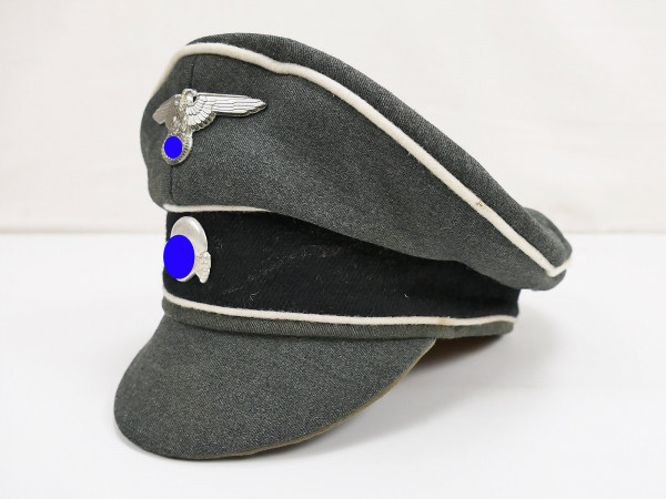 Waffen SS VT officer's peaked cap Crusher Cap Original Doppia Faccia cloth size 58 with metal effects