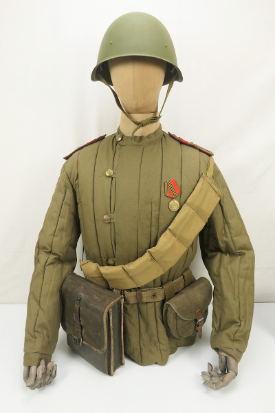 Russian WW2 uniform ensemble with steel helmet equipment and award Russia Red Army