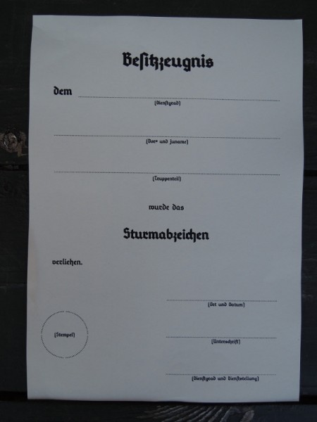 Ownership certificate "Storm Badge"