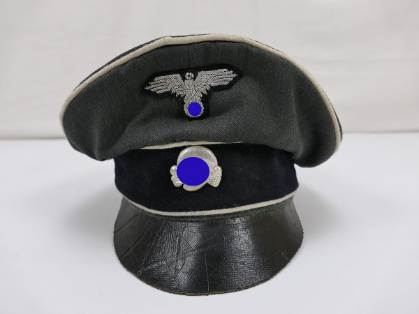 Waffen SS VT peaked cap Crusher Cap Doppia Faccia gray size 58 with effect mix from museum