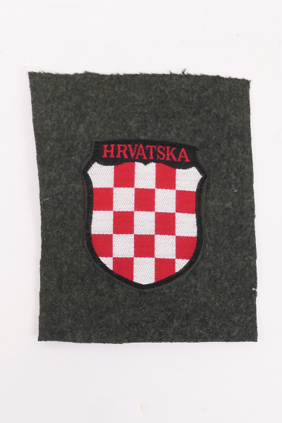 Sleeve badge Volunteer Weapons SS Croatia HRVATSKA on fabric field blouse