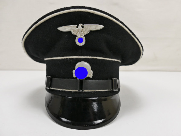 General SS peaked cap crew black size 60 with metal effects
