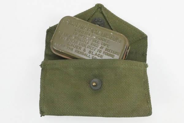 #5 US Army WW2 First Aid Kit - Pouch + Dressing First Aid Carlisle first aid kit metal box