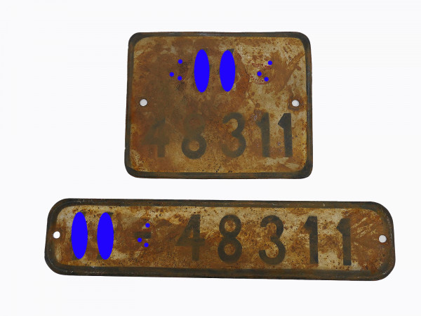 #C/ Waffen SS set license plate KFZ Kennzeichen Kübelwagen VW82 Schwimmwagen VW166 RUSTY