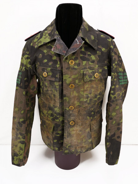 Waffen SS camouflage jacket field blouse four pocket skirt front tailored camouflage mix polyspot sycamore