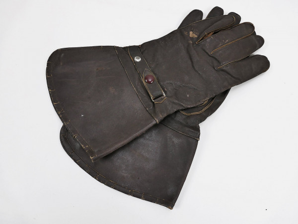 Wehrmacht vintage leather gloves Kradmelder Flieger gauntlet gloves #F