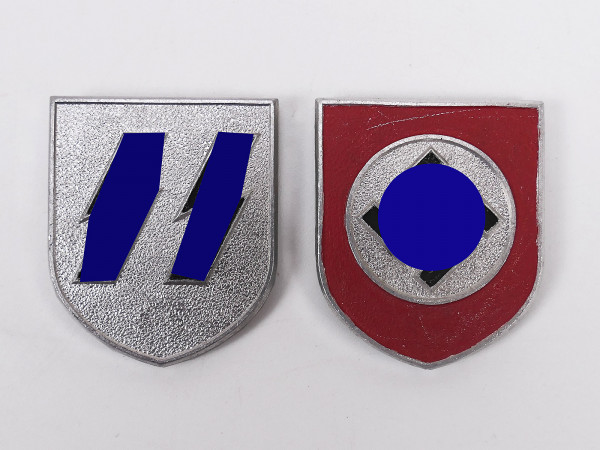 Waffen SS 2x helmet badge Tropenhelm DAK Afrikakorps helmet emblems
