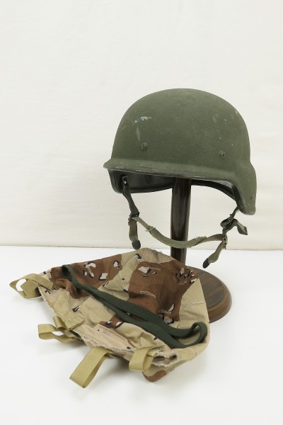 #55 US ARMY PASGT Combat Helmet Original Combat Helmet Size Small with Desert Helmet Cover