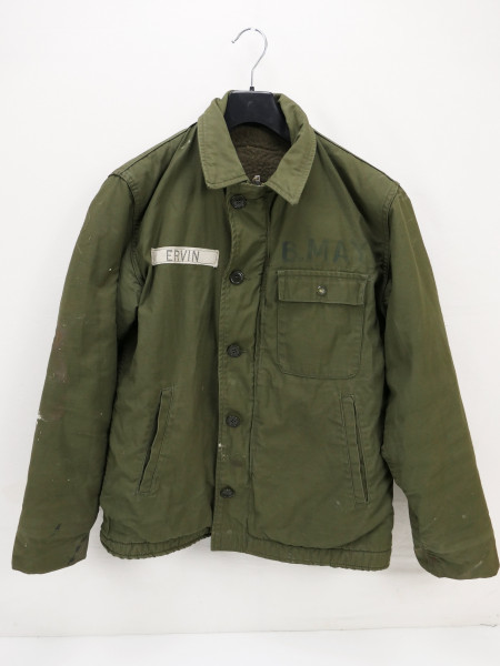 Original US NAVY Deck Jacket Cold Weather Permeable board jacket olive alpaca lining